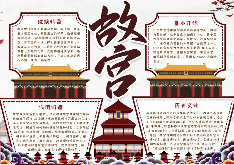 世界文化遗产故宫手抄报模板有字版.webp
