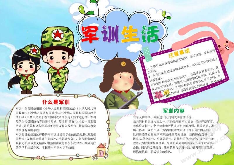 军训生活手抄报模板有字版（第二版）.jpg