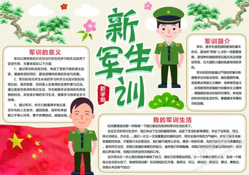 新生军训手抄报模板有字版.webp