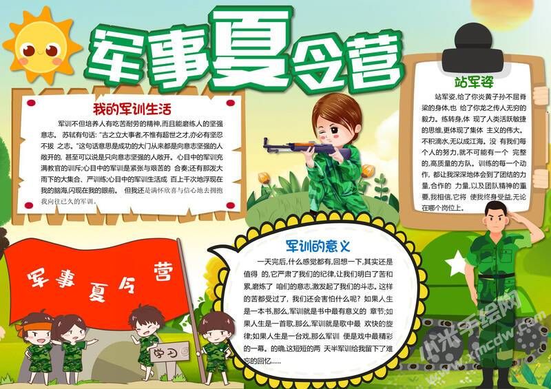 军事夏令营手抄报模板有字版.jpg