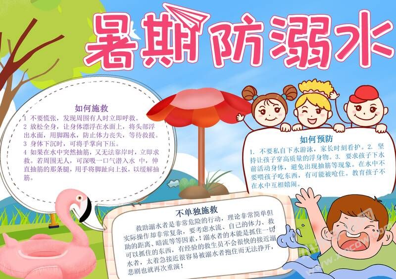 暑期防溺水手抄报模板有字版.jpg