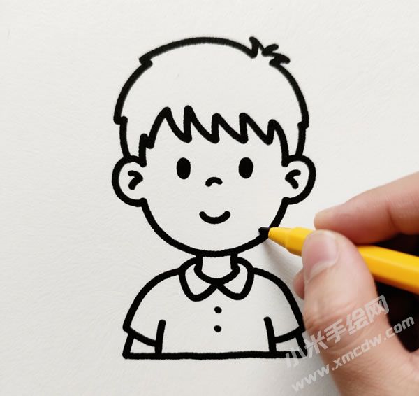 小男孩简笔画的步骤教程图片01.jpg