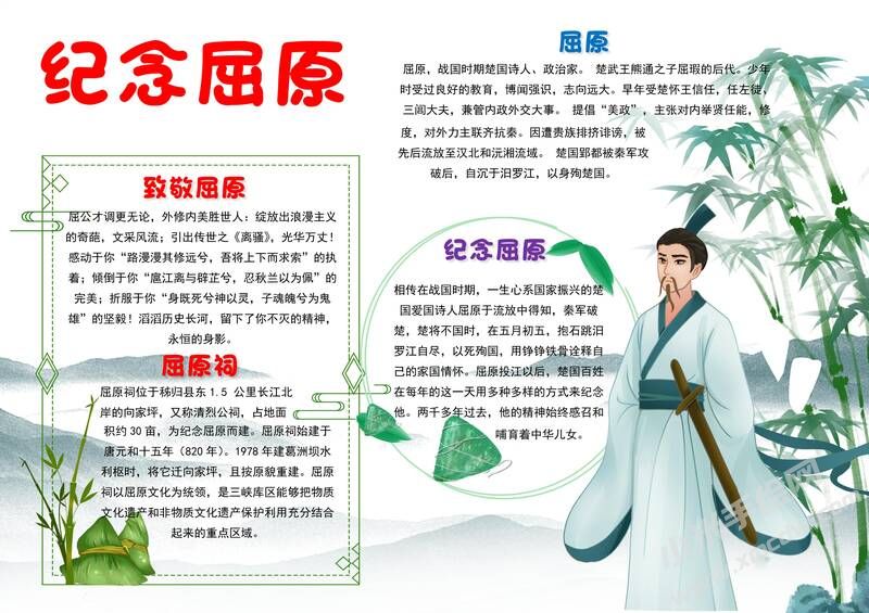 纪念屈原手抄报模板有字版.jpg