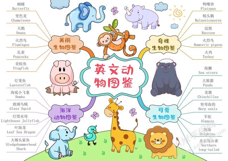 英文动物图鉴手抄报模板有字版.jpg