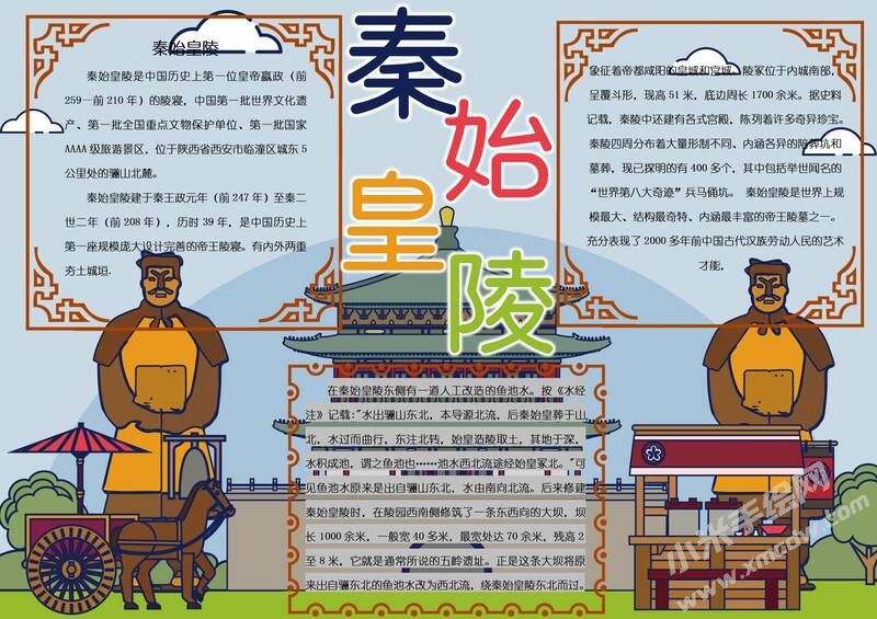 秦始皇陵手抄报模板有字版.jpg