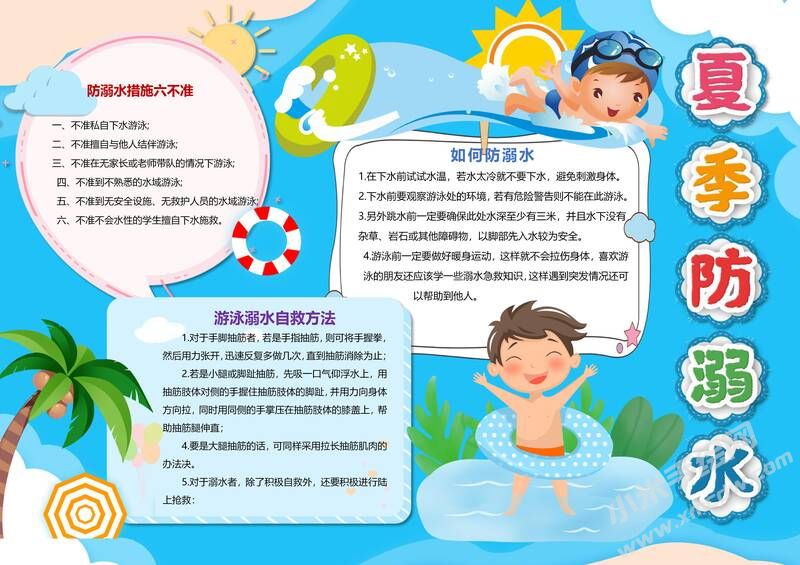 夏季防溺水手抄报模板有字版.jpg
