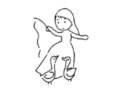 牧鹅姑娘儿童简笔画步骤图示