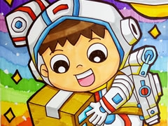 蜡笔画宇宙快递员科幻作品