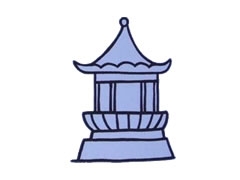 凉亭简笔画绘制步骤图示
