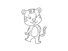 老虎简笔画绘制步骤图示