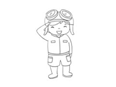 飞行员简笔画绘制步骤图示