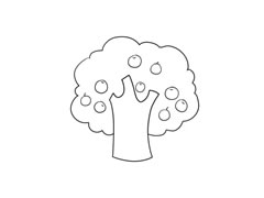 苹果树简笔画绘制步骤图示