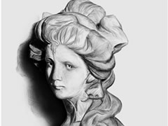 西洋少女胸像的素描画法步骤图示