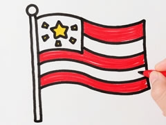 国旗简笔画步骤教程